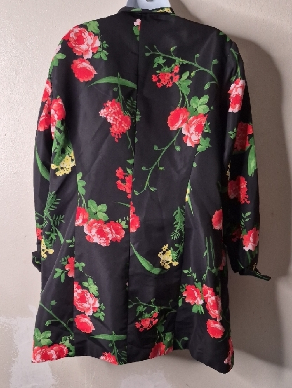 Dennis Basso Vintage  Black Floral Button-Front Trench Coat - Picture 9 of 14
